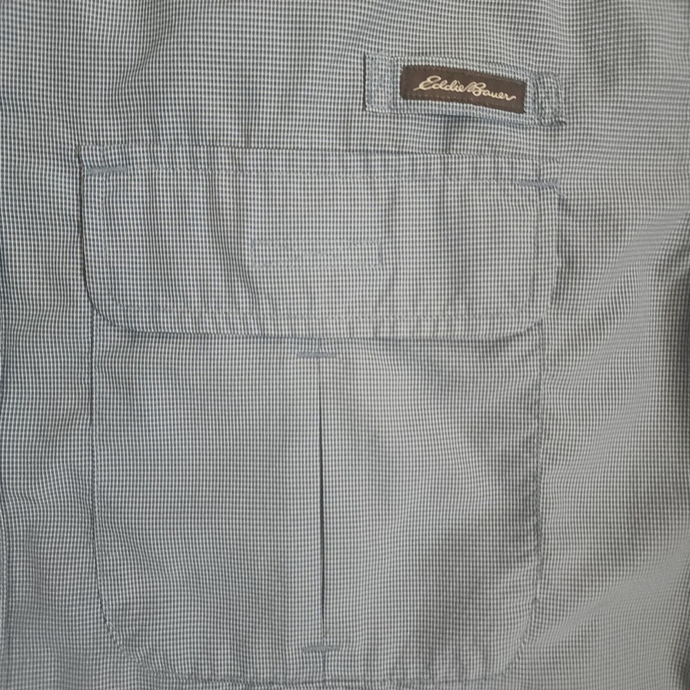 Eddie Bauer Sport Shop Shirt Mens Large Blue Micro Check Short Sleeve Hiking - Picture 3 of 7